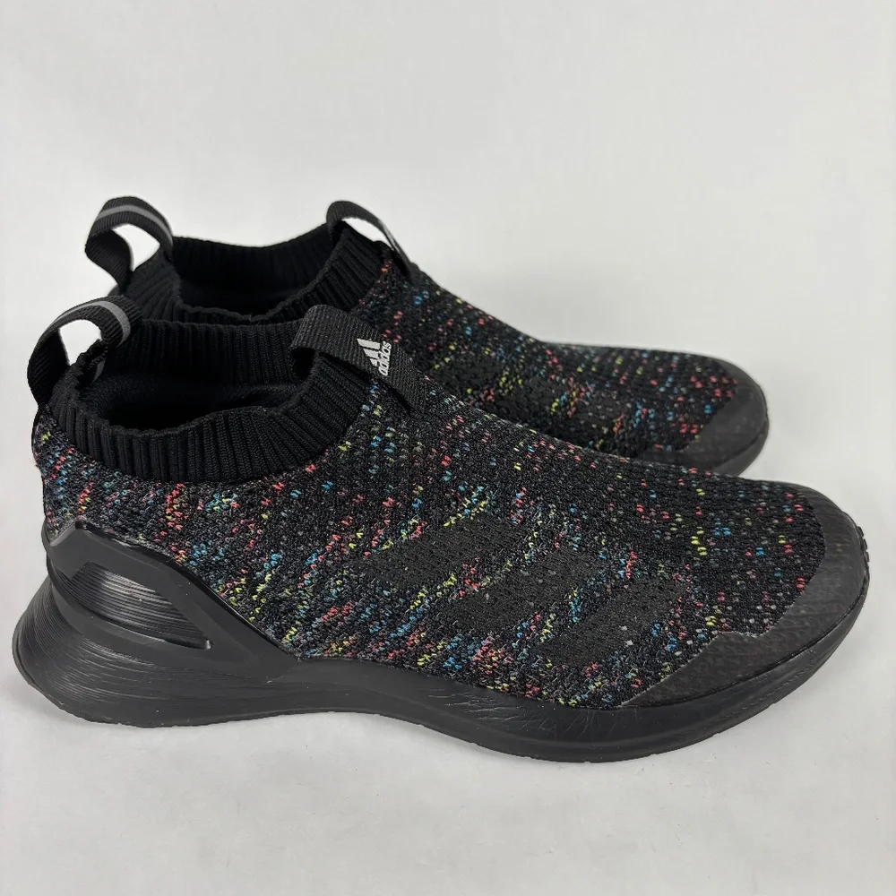 Adidas Men size 5 Sock Knit Black/Colors Sneakers Shoes Athletic Slip Ons